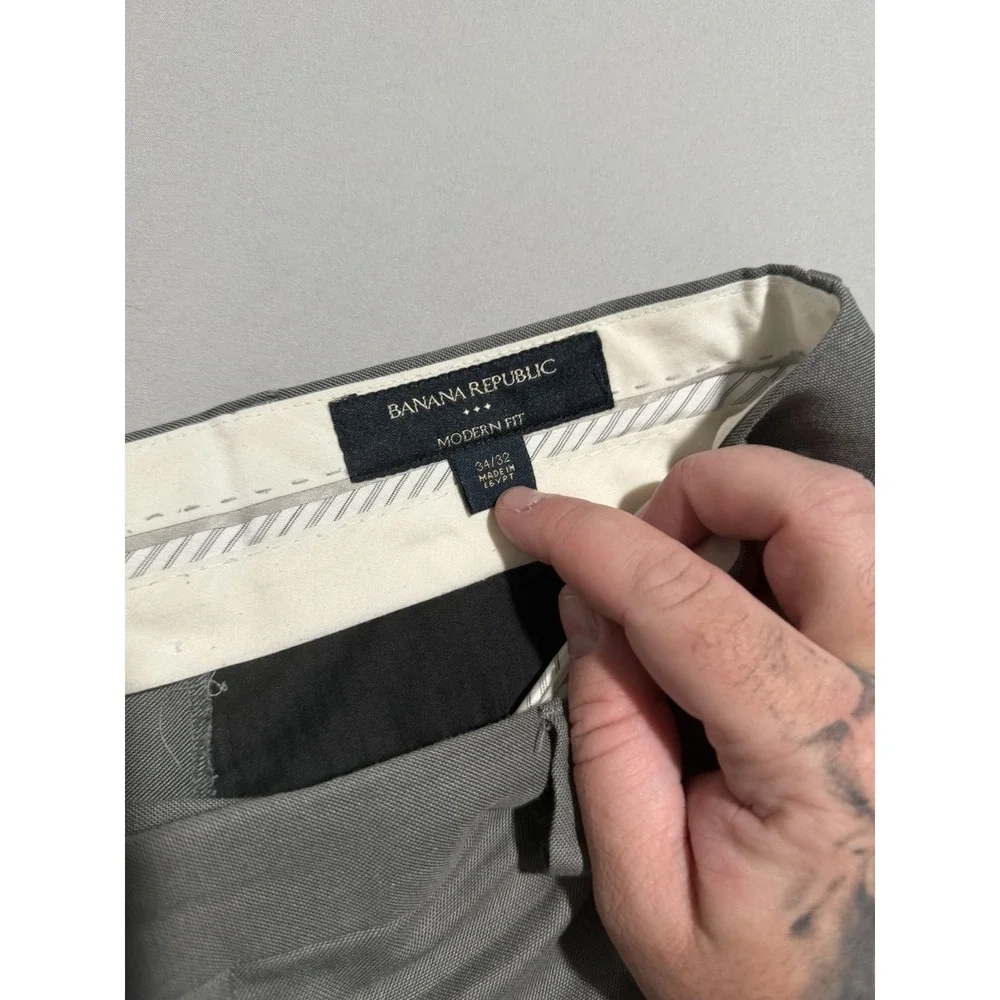 banana republic modern fit grey dress pants, zip fly, men's 31x31